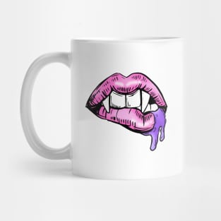 Pastel Goth Pink Lips With Fangs Mug